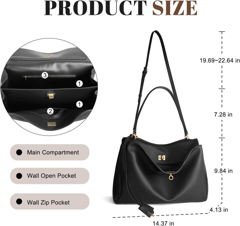 hedexe Genuine Leather Tote Bag for Women: Soft Cowhide Shoulder Handbags for Ladies - Satchel Purse for Travel Work(Large)