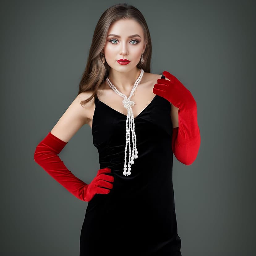 Lystaii Women Long Velvet Gloves for Women Elbow Length 1920s Opera Costume Flapper Evening Banquet Party