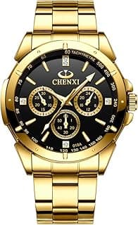 DREAMING Q&P Fq-005 Classic Style Gold Stainless Steel Mens Wrist Watches with Crystals for Man