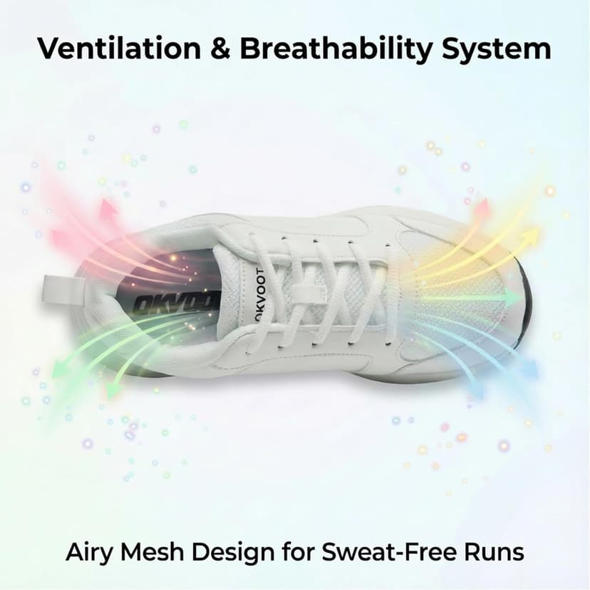 OKVOOT Women's Running Shoes Walking Shoes Wide Width Leather: Comfortable Shock Absorbing Breathable Lightweight Non-Slip Athletic Fashion Sneakers for Tennis Gym Workout Training Casual