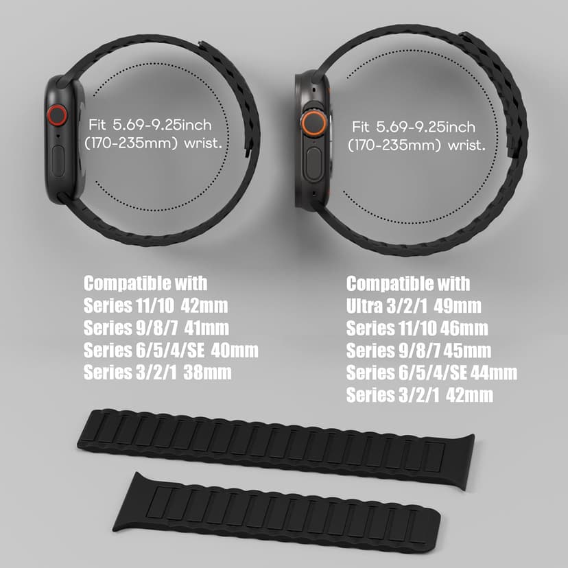 Magnetic Silicone Band Compatible with Apple Watch Bands 49mm 46mm 45mm 44mm 42mm 41mm 40mm 38mm Men Women, Soft Sport Strap Strong Magnet Watchband for iWatch Ultra 3-1 SE Series 11/10/9/8/7/6/5/4/3