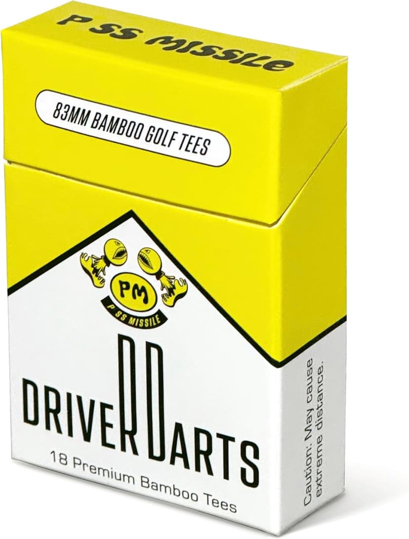 Driver Darts by P*ss Missile, Premium Bamboo Golf Tees | 18 Count, 83mm (3.25") Wooden Tees | Iconic Packaging and Cool Organization | Funny Golf Accessory for Golfers