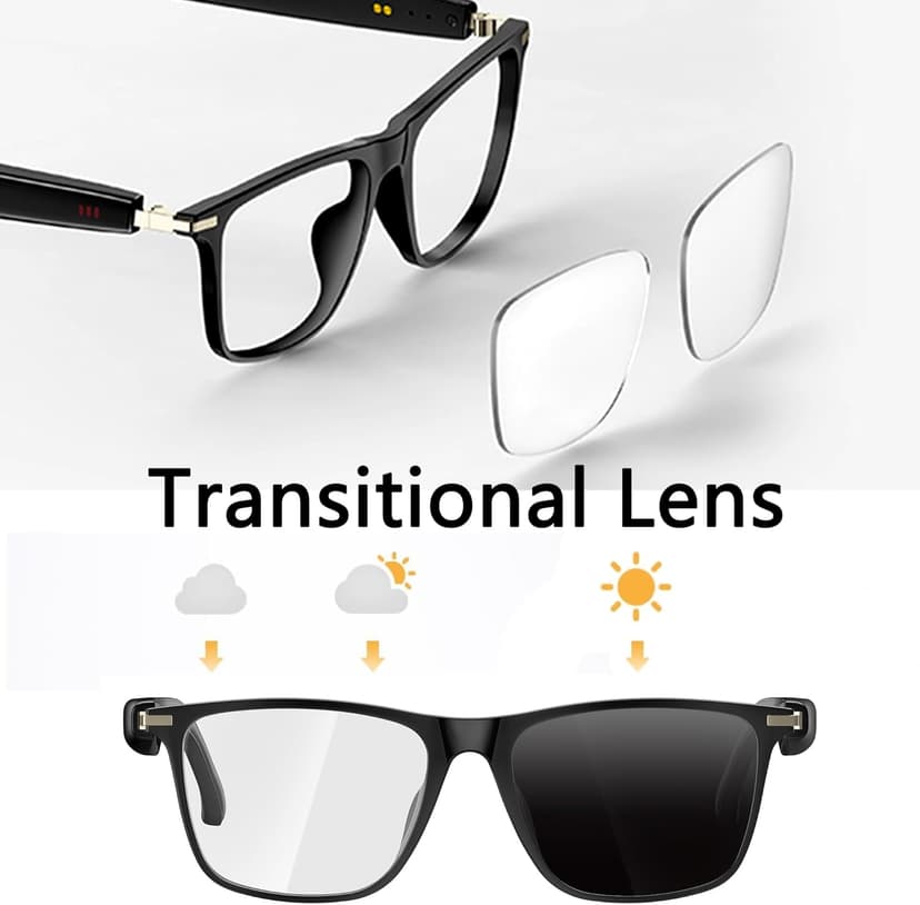AI Smart Glasses,AI Chat Deepseek R1 and Gemini-2.5 with 164 Translations Supported,Bluetooth Glasses for Men Women,Music Playback & Hands-Free Calling,Physical Color Changing Lens,IP67 Waterproof