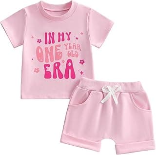 WZTYYDS Baby Girl First Birthday Outfit In My One Year Old Era Top Short Sleeve 1st Birthday Shirt + Casual Shorts Set