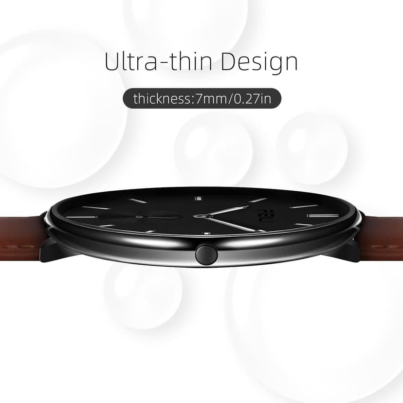 Watch Mens Watches Fashion Minimalist Ultra-Thin Watches for Men Waterproof Luminescent Hands Leather Strap