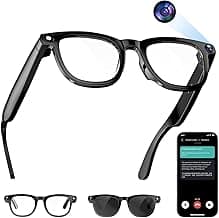 AI Translation Smart Glasses with 800W Camera, ENC Noise Cancelling Bluetooth 5.0, Real-Time Multilingual Translation (25 Languages), ChatGPT Compatible for Travel & Business (Black)