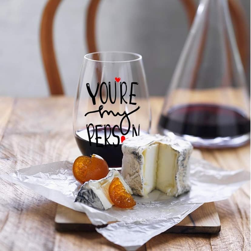 Perfectinsoy You're My Person Funny Stemless Wine Glass, Best Friend Wine Glass for Women, Perfect Birthday, Wedding, Christmas, Mother's Day Gift for Women Friend
