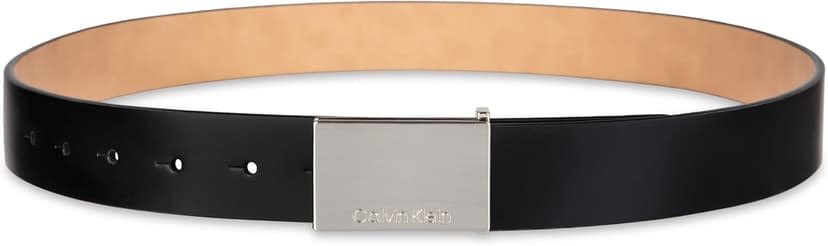 Calvin Klein Men's Modern Plaque Buckle Belt with Logo Detail for Dress Pants