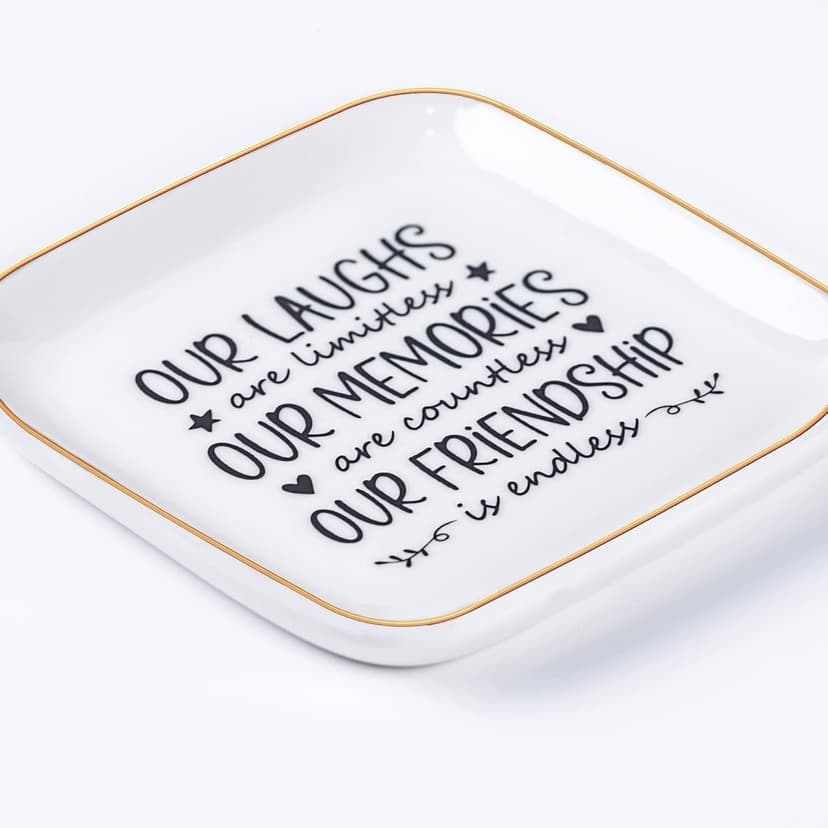Friendship Gifts for Women Best Friend Jewelry Dish, Our Laughs are Limitless, Our Memories are Countless, Our Friendship is Endless Unique Gifts for Women, Female Friend Birthday Christmas