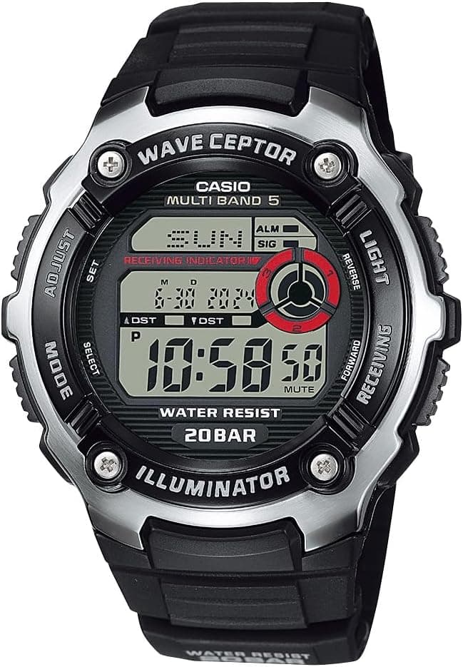 Casio Waveceptor Men's Quartz Illuminator Alarm Chronograph Watch with Black Resin Band (Model: WV200A-1AV)