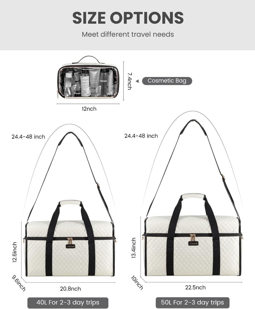 LOVEVOOK Travel Duffle Bag - Weekender & Overnight Bag with Toiletry & Wet Pocket, Carry-On Size, 3pc Set