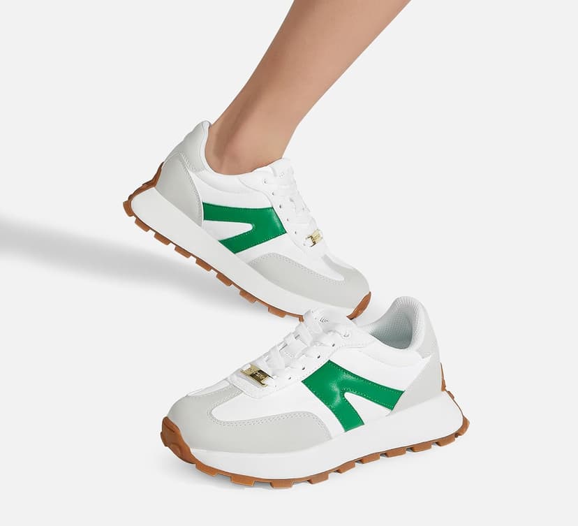 LUCKY STEP Women's Platform Fashion Sneakers Retro Classic Trainers Casual Lace-up Stylish Tennis Running Walking Shoes