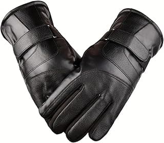 Generic Leather Gloves for Men Genuine Lambskin, Gloves for Men Warm Wool Lined Anti-Slip, Winter Gloves Touchscreen Driving