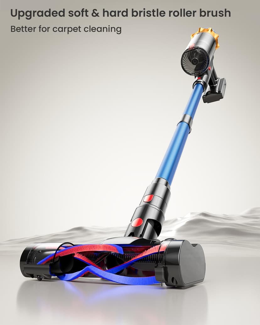 Kermoky Cordless Vacuum Cleaner, 650W 55KPA 70Mins Vacuum Cleaners for Home, Self-Standing Cordless Stick Vacuum with Anti-Tangle, Lightweight Wireless Vacuum for Hardwood Floor/Carpet/Pet Hair