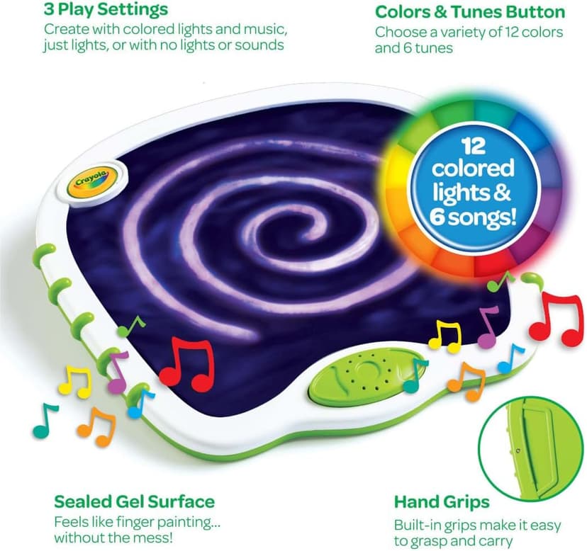 Crayola Toddler Touch Lights, Musical Sensory Toys for Toddlers, Light Up Drawing Pad, Mess Free Painting, Travel Activity, Gift for Toddlers, 2+