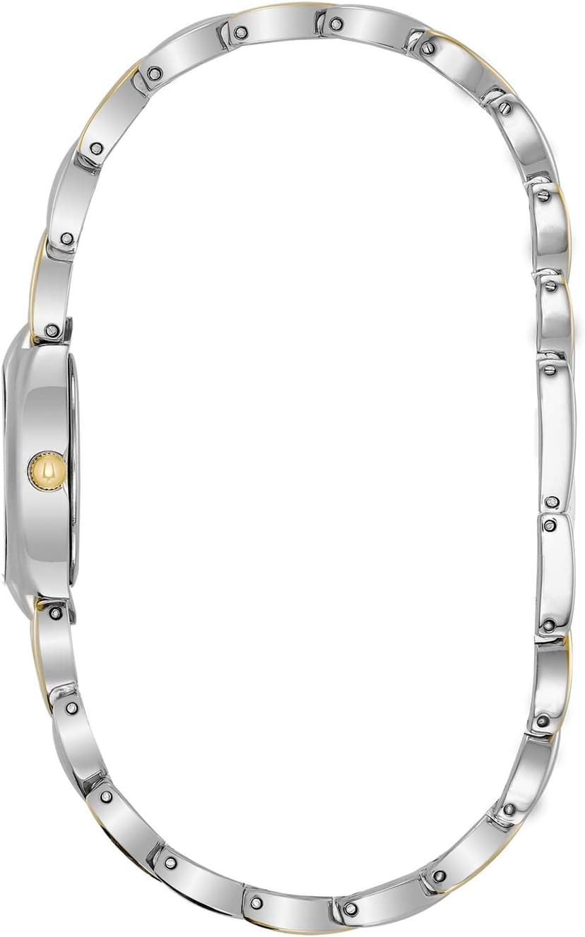 Bulova Ladies' Classic Two-Tone Stainless Steel 3-Hand Quartz, White Patterned Dial Style: 98V02