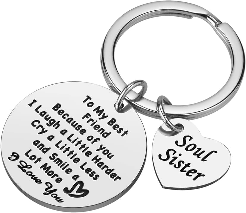 iJuqi Soul Sister Keychain Gift for Best Friends - Birthday and Christmas Gifts for Women