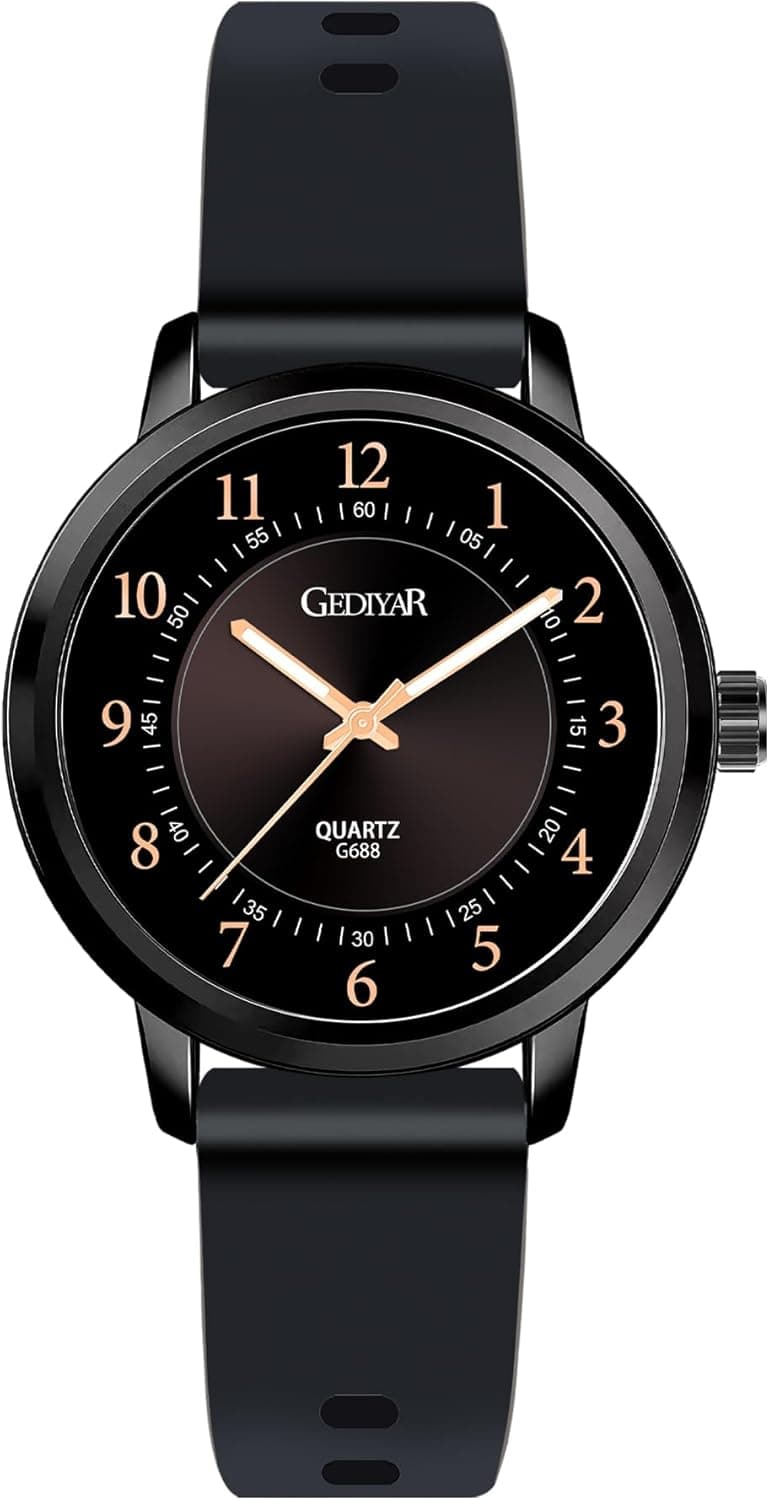 GEDIYAR Waterproof Rose Gold Watches for Women Ladies Easy Reader Quartz Analog Watches for Nurse Medical Professionals Students Women