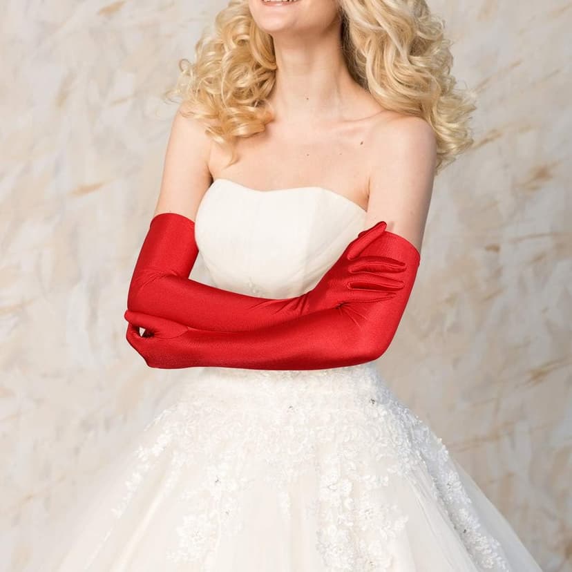 Lansian Long Opera Party Gloves for Women 1920s 20s Satin Gloves Costumes Elbow Length Bridal Evening Dress, 21 inches