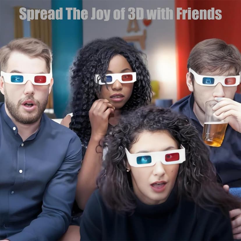 3D Glasses for Movies Red/Cyan Cardboard 3D Glasses in White Frame Anaglyph Cardboard for Movies