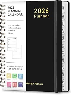 2026 Planner, Weekly and Monthly Calendar Academic Planner, Jan 2026 - Dec 2026, Planning Agenda Book for Desk Accessories and School Supplies - A5 (6.3'' x 8.5'')