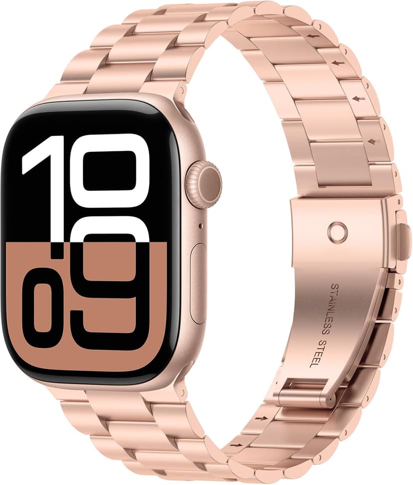 iiteeology Lightweight Stainless Steel Band Designed for Apple Watch Series 1-11, 42mm, 41mm, 40mm, 38mm, SE2&SE3, Replacement iWatch Bands for Women, Rose Gold