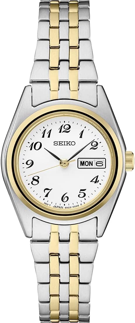 SEIKO Watch for Women - Essentials - Day/Date Calendar, and Two-Tone Stainless Steel Case, 100m Water-Resistant