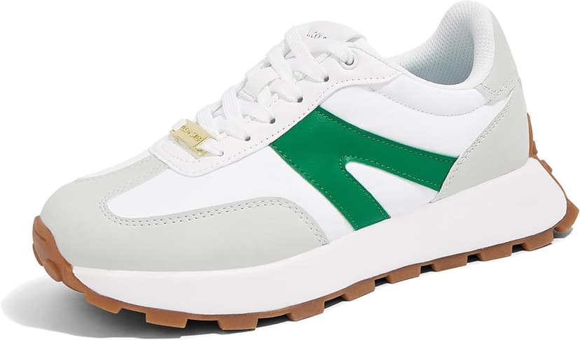 LUCKY STEP Women's Platform Fashion Sneakers Retro Classic Trainers Casual Lace-up Stylish Tennis Running Walking Shoes