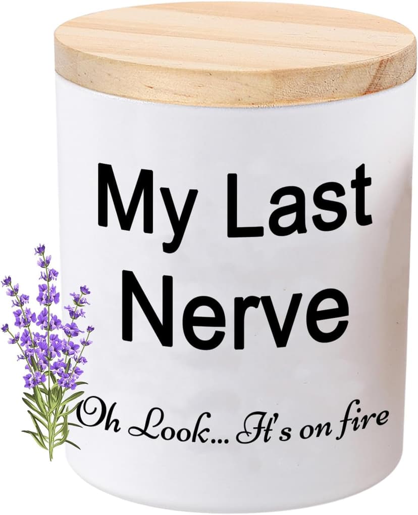 BFJLIFE Candles Gifts for Women Funny Unique Novelty My Last Nerve Candle Christmas Birthday Gift for Sister Best Friend Stocking Stuffers for Women Lavender Scented Soy Candle