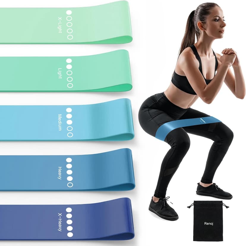 Resistance Bands for Working Out, 5-Pack Elastic Loop Exercise Bands for Strength Training Stretching, Home Gym Equipment for Pilates Yoga Physical Therapy, Leg Glute Arm Workout Kit for Women Men