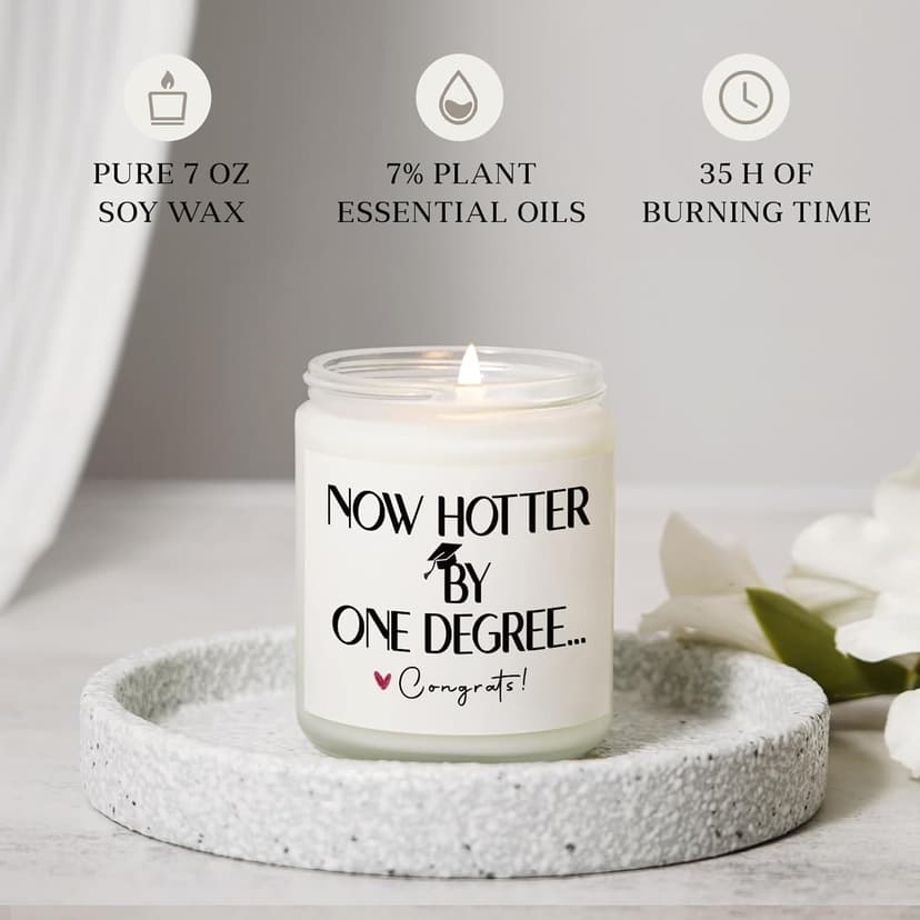 Graduation Gifts for Women, Her- Handmade Lavender Natural Soy Wax Candle (7oz)- 2025 College, Phd, Masters Degree Graduation Gifts for Him