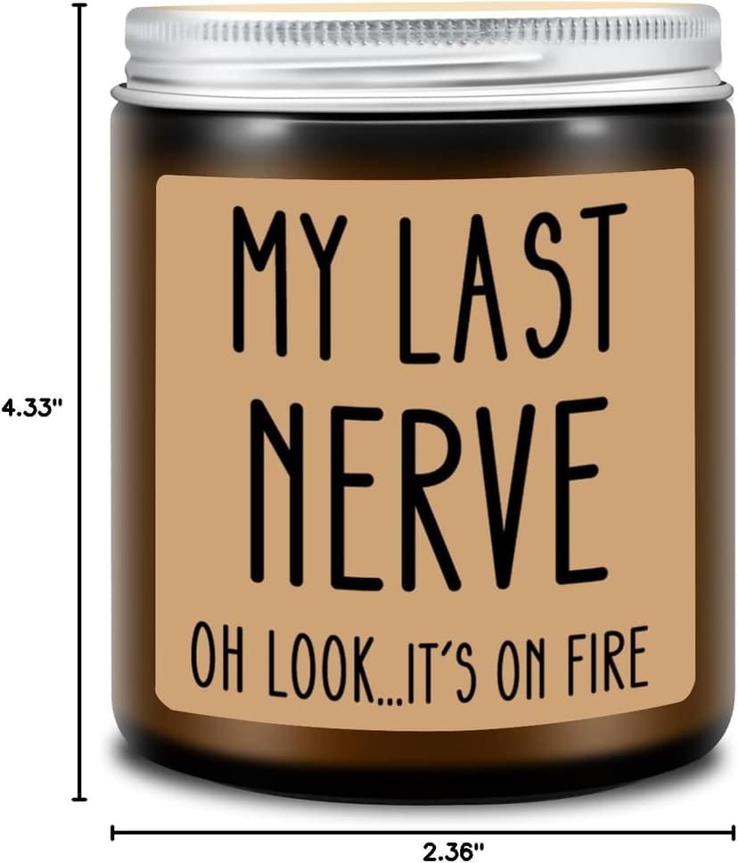 Homsolver Birthday Gifts for Women, Funny Friendship Gift for Best Friend - My Last Nerve Lavender Candle - Unique Birthday Gifts for Women, Her, Mom, BFF, Sister