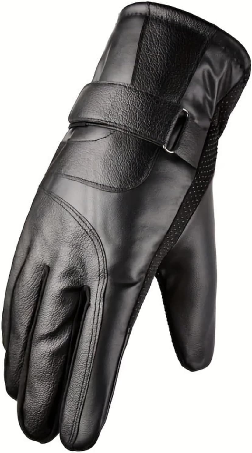 Generic Leather Gloves for Men Genuine Lambskin, Gloves for Men Warm Wool Lined Anti-Slip, Winter Gloves Touchscreen Driving