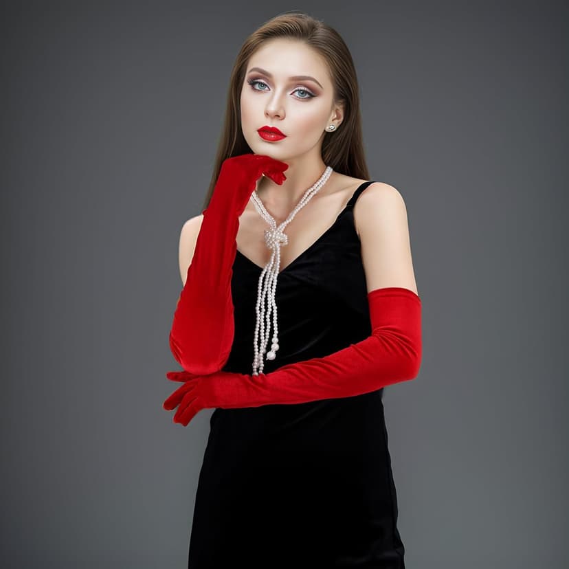Lystaii Women Long Velvet Gloves for Women Elbow Length 1920s Opera Costume Flapper Evening Banquet Party