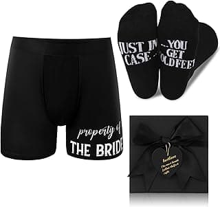 Geyoga 3pcs Groom Gift Set Wedding Gifts for Groom Include Boxer Brief Underwear Socks Wedding Gift for Husband from Bride