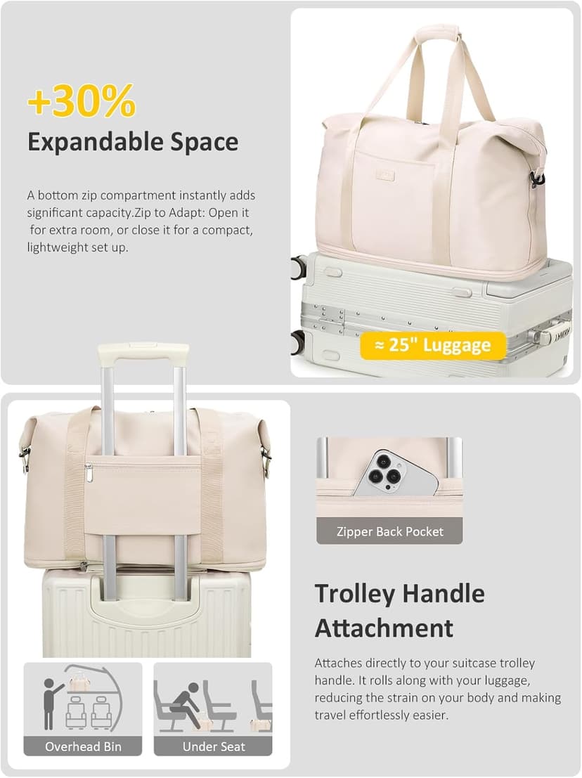 Capolo Expandable Travel Duffle Bags Weekender Overnight Bags for Women Men Hospital Bag for Women Labor Delivery with Toiletry Bag Waterproof