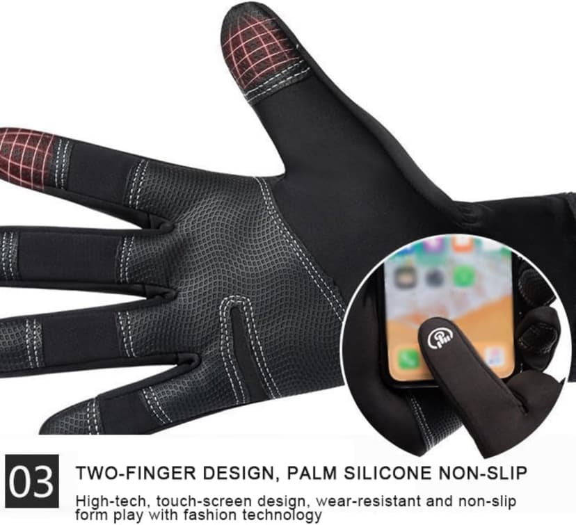 Softfree Winter Gloves with Touchscreen Fingers for Men, Waterproof Warm Glove Cold Weather Driving Gloves Anti-Slip Sports Gloves for Cycling Running Skiing Hiking Climbing
