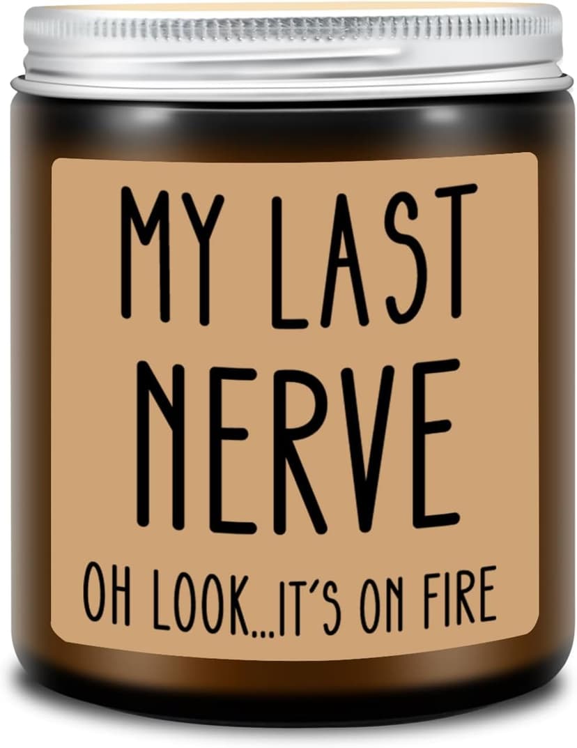 Homsolver Birthday Gifts for Women, Funny Friendship Gift for Best Friend - My Last Nerve Lavender Candle - Unique Birthday Gifts for Women, Her, Mom, BFF, Sister