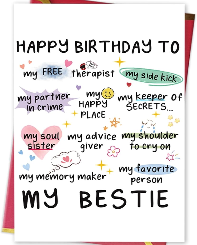 Funny Birthday Card for Women Sister, Happy Bday Gifts for Bestie, Bestie & Friendship Birthday Card