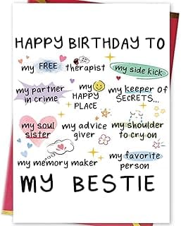 Funny Birthday Card for Women Sister, Happy Bday Gifts for Bestie, Bestie & Friendship Birthday Card