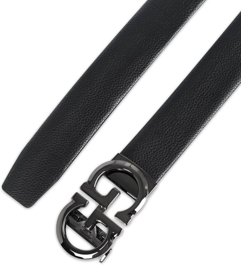 Aurolran Men&Womens Leather Dress Belt Business Automatic Buckle Belt Color-Black Silver Gold