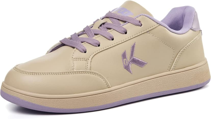 OKVOOT Women's Classic Fashion Sneakers Versatile Casual Walking Shoes Leather Comfort Skate Shoes Lightweight Non-Slip Flat Shoe Lace-up Minimalist Tennis Footwear