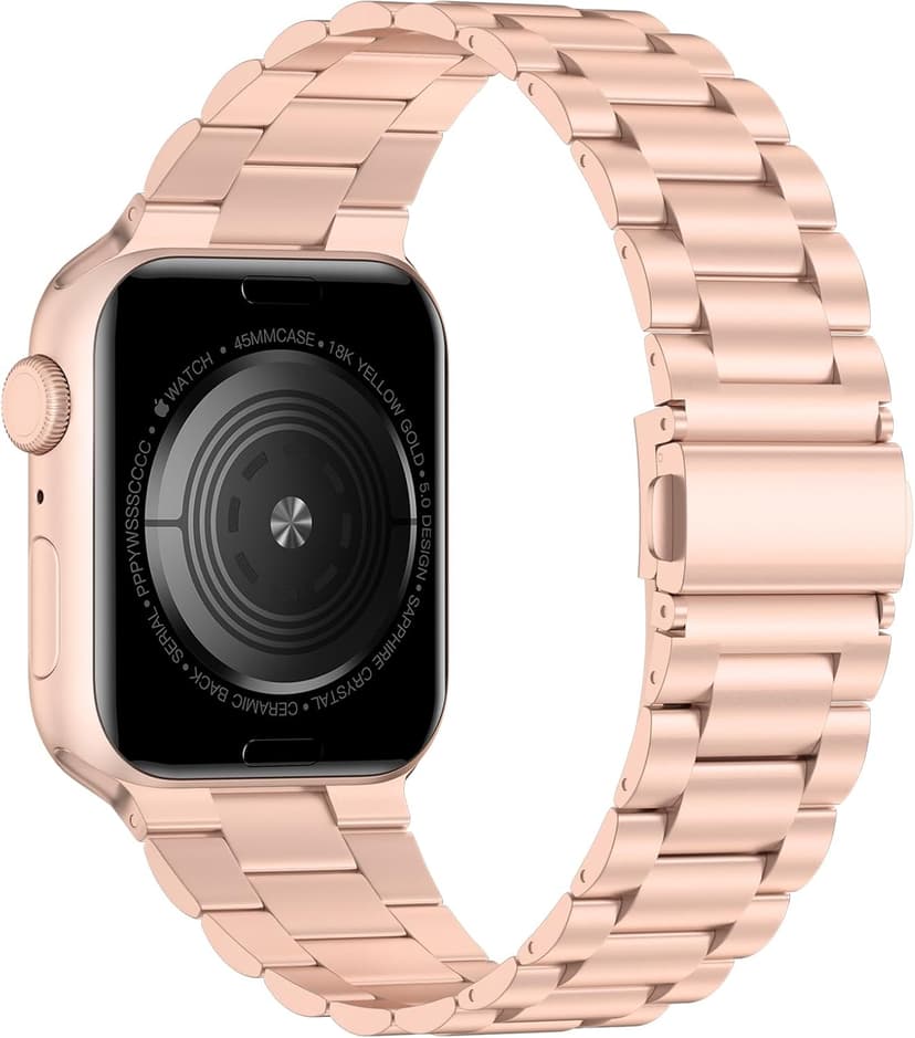 iiteeology Lightweight Stainless Steel Band Designed for Apple Watch Series 1-11, 42mm, 41mm, 40mm, 38mm, SE2&SE3, Replacement iWatch Bands for Women, Rose Gold