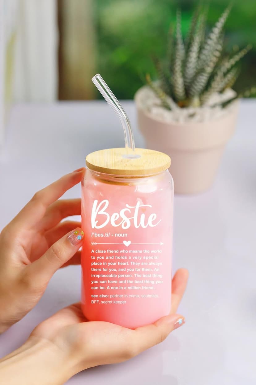 NewEleven Gift For Friends, Bestie - Birthday Gifts for Women Friendship - Unique Friendship Gifts For Women, Friend, Bestie, Bff, Soul Sister, Work Bestie - 16 Oz Coffee Glass