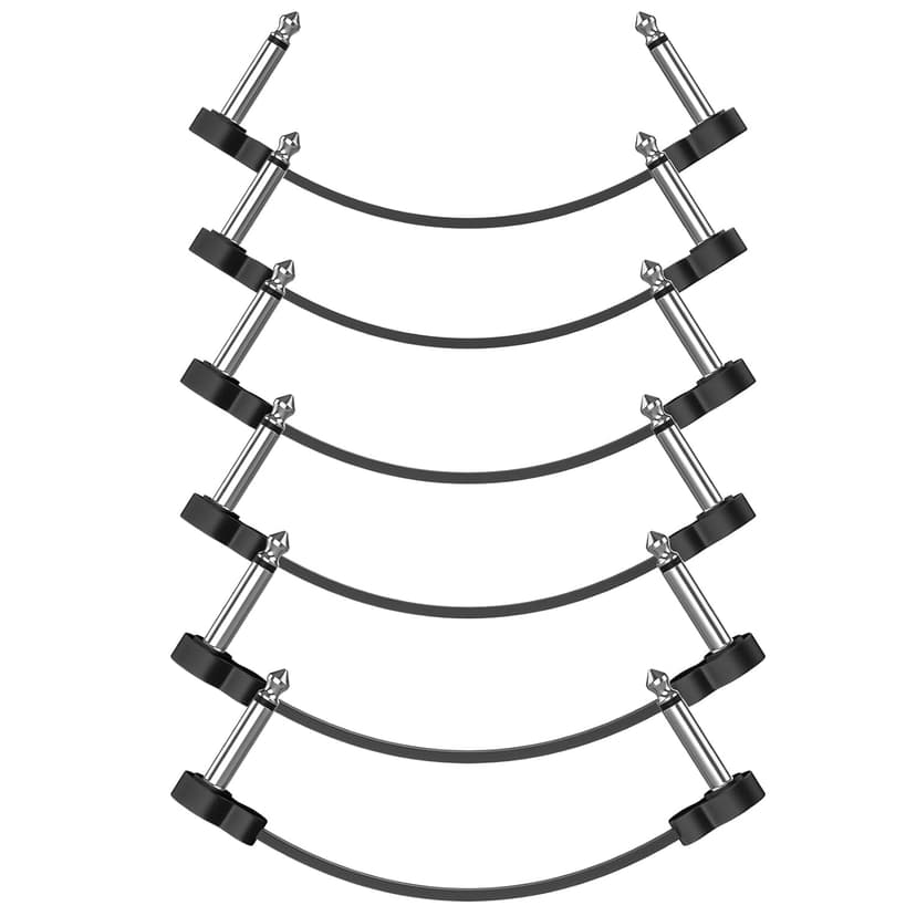LuminologyPro 6 Pack Guitar Patch Cables, 5 Inch, 1/4" TS Right Angle Guitar Cable, Low Profile Design with Oxygen-Free Copper, Double Shielded for Pedalboard Effects, Maximize Pedal Board Space
