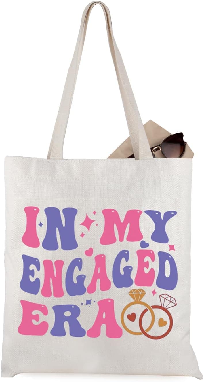 WCGXKO Funny Engagement Gift For Her In My Engaged Era Wifey Bridal Bachelorete Party Canvas Tote Bag