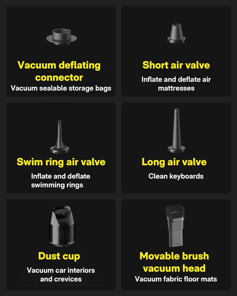 HOTO Handheld Vacuum Cleaner Cordless, Desk Vacuum Cleaner Compressed Electric Air Duster 15000Pa Suction, 4-in-1 Portable Vortex Vacuum Dust Buster Air Blower for Computer, Keyboard