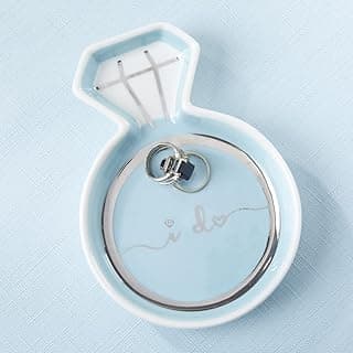 Kate Aspen Diamond Ring Trinket Dish - Jewelry Holder Ring Dish, Engagement Gifts for Couples, Bridal Shower Gifts, Bride to Be or Wedding Ring Dish - Ceramic Something Blue Gift for Bride