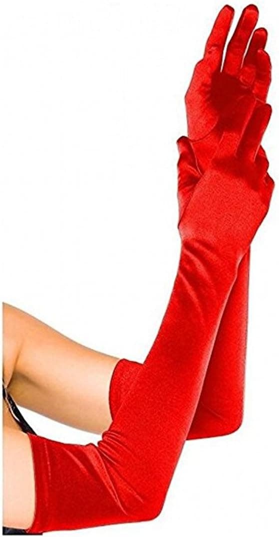 Lansian Long Opera Party Gloves for Women 1920s 20s Satin Gloves Costumes Elbow Length Bridal Evening Dress, 21 inches