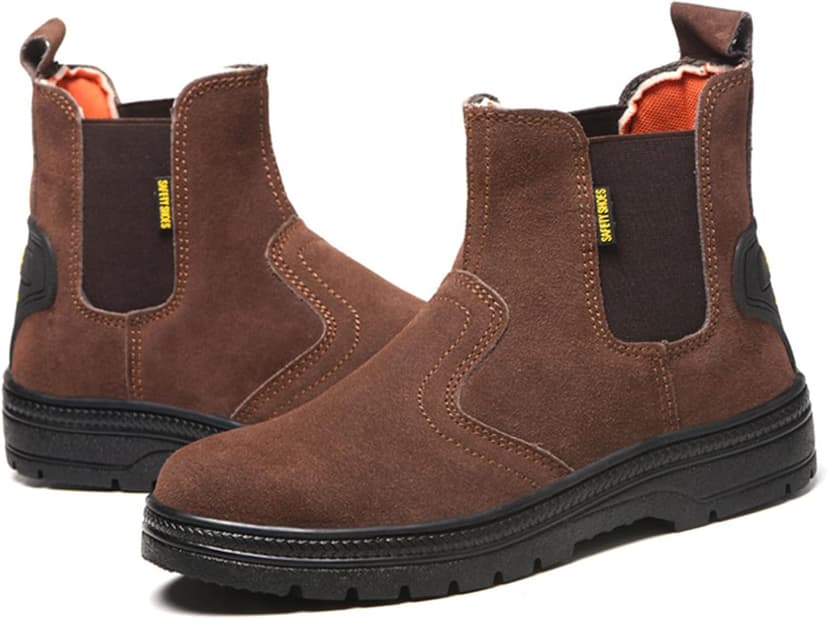 GUBANGDUN Steel Toe Work Boots for Men Slip Resistant Welding Work Boots Slip-on Safety Shoes for Industrial Construction
